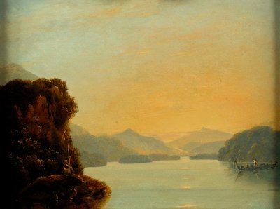 Vista en Dusky Bay con una canoa maorí de William Hodges