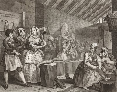 El progreso de una ramera, hoja 4: En la casa de corrección. 1732 de William Hogarth