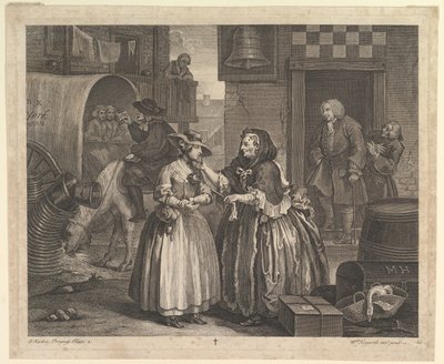 El progreso de una prostituta, lámina 1 de William Hogarth