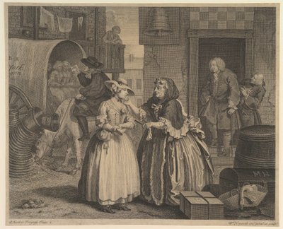El progreso de una prostituta, Placa 1, antes de abril de 1732 de William Hogarth