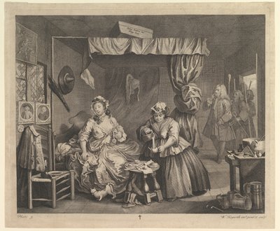 El progreso de una ramera, lámina 3, abril de 1732 de William Hogarth