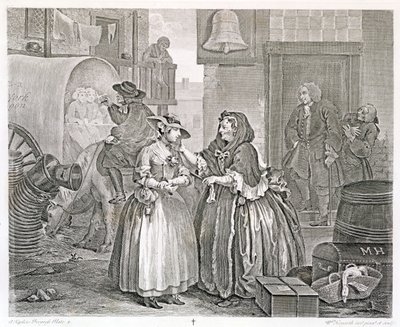 El progreso de una ramera, Placa Uno: Atrapada por una alcahueta, 1732 de William Hogarth