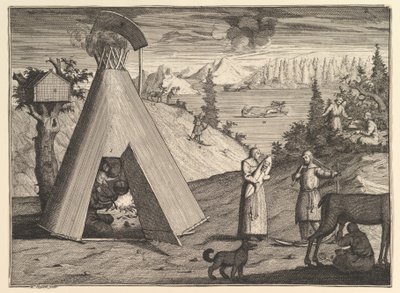 Una cabaña lapona de los viajes de Aubry de La Mottraye por Europa, Asia y parte de... de William Hogarth