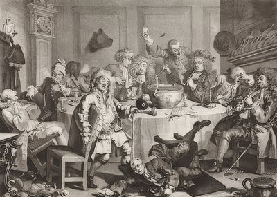 Una conversación moderna a medianoche. 1733 de William Hogarth