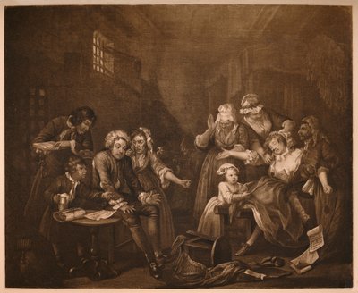 El Progreso de un Libertino - 7: Prisión de Fleet, 1733 de William Hogarth