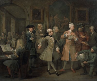 El Progreso de un Libertino II: La Recepción del Libertino, 1733 de William Hogarth