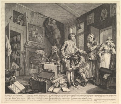 El progreso de un libertino, lámina 1 de William Hogarth