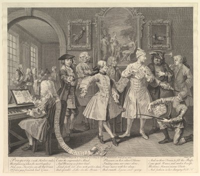 El progreso de un libertino, Placa 2 de William Hogarth
