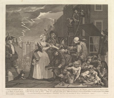 El progreso de un libertino, Placa 4 de William Hogarth