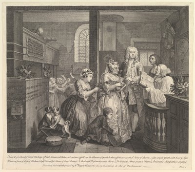 El progreso de un libertino, Placa 5 de William Hogarth