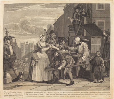 El progreso de un libertino: lámina 4 de William Hogarth