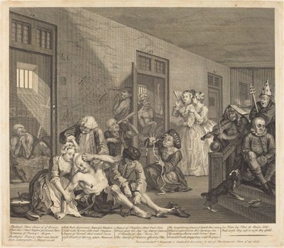 El progreso de un libertino: pl.8 de William Hogarth