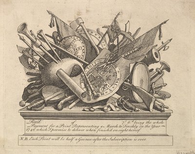 Un conjunto de armas, instrumentos musicales, etc., marzo de 1749-50 de William Hogarth