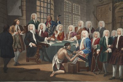 Bambridge en juicio por asesinato por un comité de la Cámara de los Comunes, ilustración de 