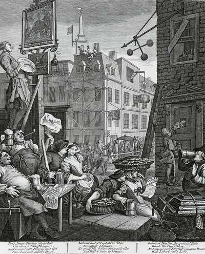 Beer Street, Londres, grabado por William Hogarth, Reino Unido de William Hogarth