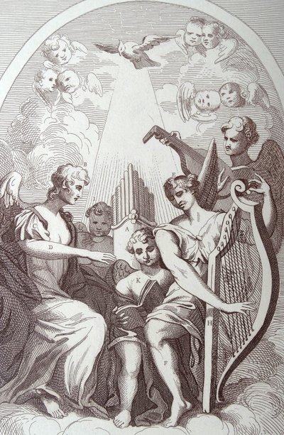 Burlesque sobre el retablo de Kents en St Clement Danes de William Hogarth