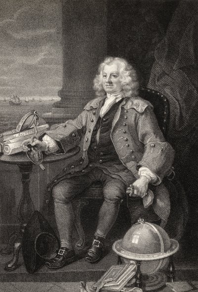 Capitán Thomas Coram, grabado por Benjamin Holl, de 