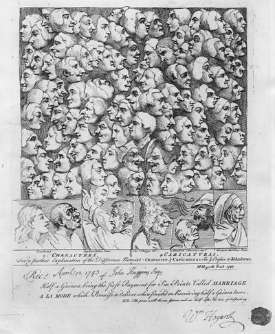 Personajes y caricaturas, publicado en abril de 1743 de William Hogarth