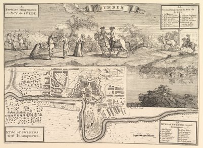 Carlos XII en Bender, de los Viajes de Aubry de La Mottraye por Europa, Asia y más allá, 1723-24 de William Hogarth
