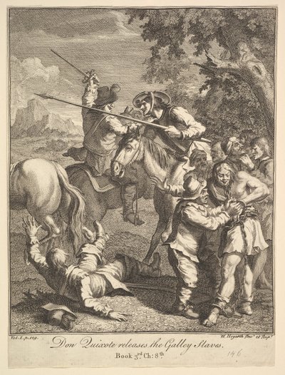 Don Quijote libera a los galeotes, seis ilustraciones para Don Quijote, 1756 o después de William Hogarth