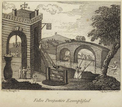 Perspectiva falsa ejemplificada de William Hogarth