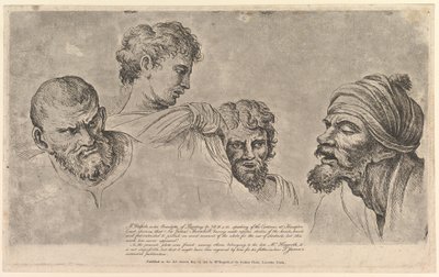 Cuatro cabezas de los Cartones de Rafael en Hampton Court, 14 de mayo de 1781 de William Hogarth