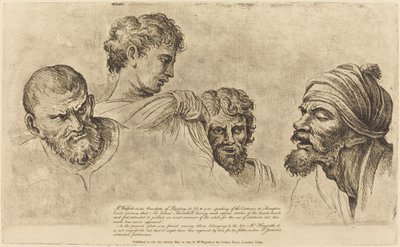 Cuatro cabezas de los Cartones de Rafael en Hampton Court de William Hogarth
