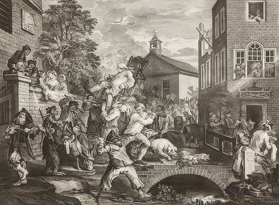 Cuatro impresiones de una elección / Las elecciones parlamentarias. Hoja 4: Triunfo de los miembros de William Hogarth