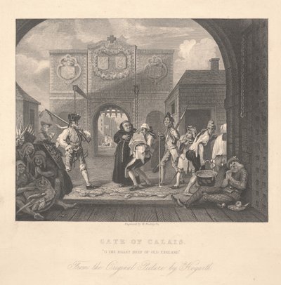Puerta de Calais, grabado por William Radclyffe (1783-1855) de William Hogarth