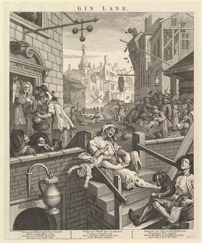 Gin Lane, 1 de febrero de 1751 de William Hogarth