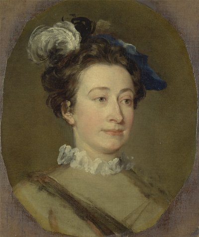 Niña con sombrero emplumado, c.1740 de William Hogarth