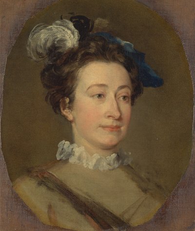 Chica con sombrero emplumado de William Hogarth