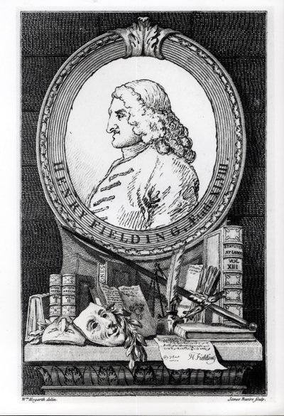 Henry Fielding (1707-54) a la edad de cuarenta y ocho años, grabado por James Basire de William Hogarth