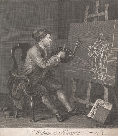 Hogarth pintando a la Musa cómica de William Hogarth