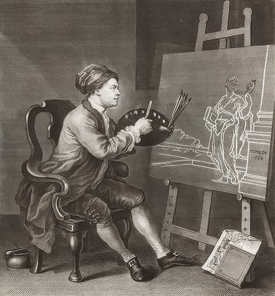 Hogarth pintando la Musa Cómica de William Hogarth
