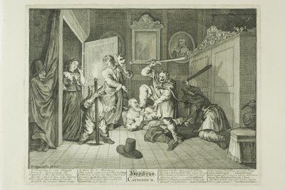 Hudibras Catequizado, lámina nueve de Hudibras de William Hogarth