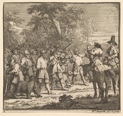 Primera aventura de Hudibras Diecisiete pequeñas ilustraciones para Hudibras de Samuel Butler de William Hogarth
