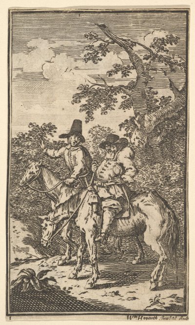 Hudibras saliendo adelante Diecisiete pequeñas ilustraciones para Hudibras de Samuel Butler de William Hogarth