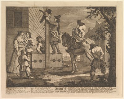 Hudibras Triunfante Doce Grandes Ilustraciones para Hudibras de Samuel Butler, Placa 4, 1725-68 de William Hogarth