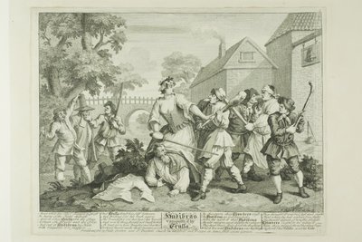 Hudibras vencido por Trulla, placa cinco de Hudibras de William Hogarth