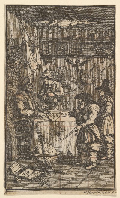 Hudibras visitando a Sidrophel Diecisiete pequeñas ilustraciones para Hudibras de Samuel Butler..., 1721-26 de William Hogarth