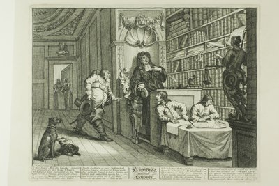 Hudibras y el abogado, lámina doce de Hudibras de William Hogarth
