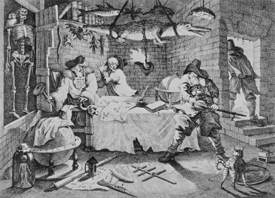 Hudibras golpea a Sidrophel y su hombre Whachum, de 