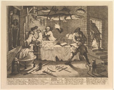 Hudibras golpea a Sidrophel y a su hombre Whacum de William Hogarth