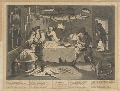 Hudibras golpea a Sidrophel y su hombre Whacum de William Hogarth