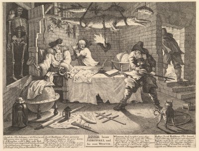 Hudibras golpea a Sidrophel y su hombre Whacum, doce grandes ilustraciones para Sa..., febrero de 1725-26 de William Hogarth
