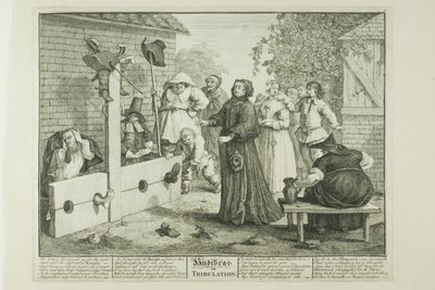 Hudibras en tribulación, lámina seis de Hudibras de William Hogarth