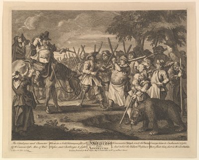 Primera aventura de Hudibras, Doce Grandes Ilustraciones para Hudibras de Samuel Butler, Pl..., 1725-68 de William Hogarth