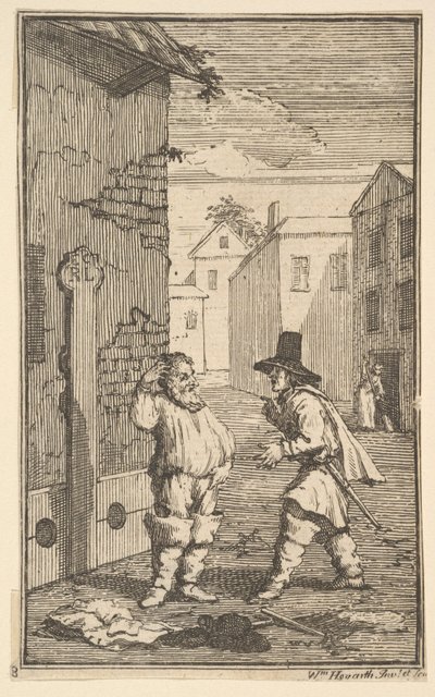 Hudibras y Ralpho discutiendo Diecisiete pequeñas ilustraciones para Hudibras de Samuel Butler, 1721-26 de William Hogarth