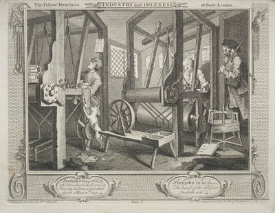 Industry and Idleness: The Fellow Prentices at their Looms de William Hogarth